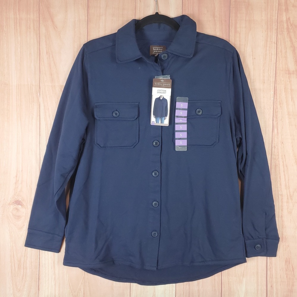 Berkley Jensen Shacket Womens S Oversized Long Sleeve Chest Pockets Button-Up